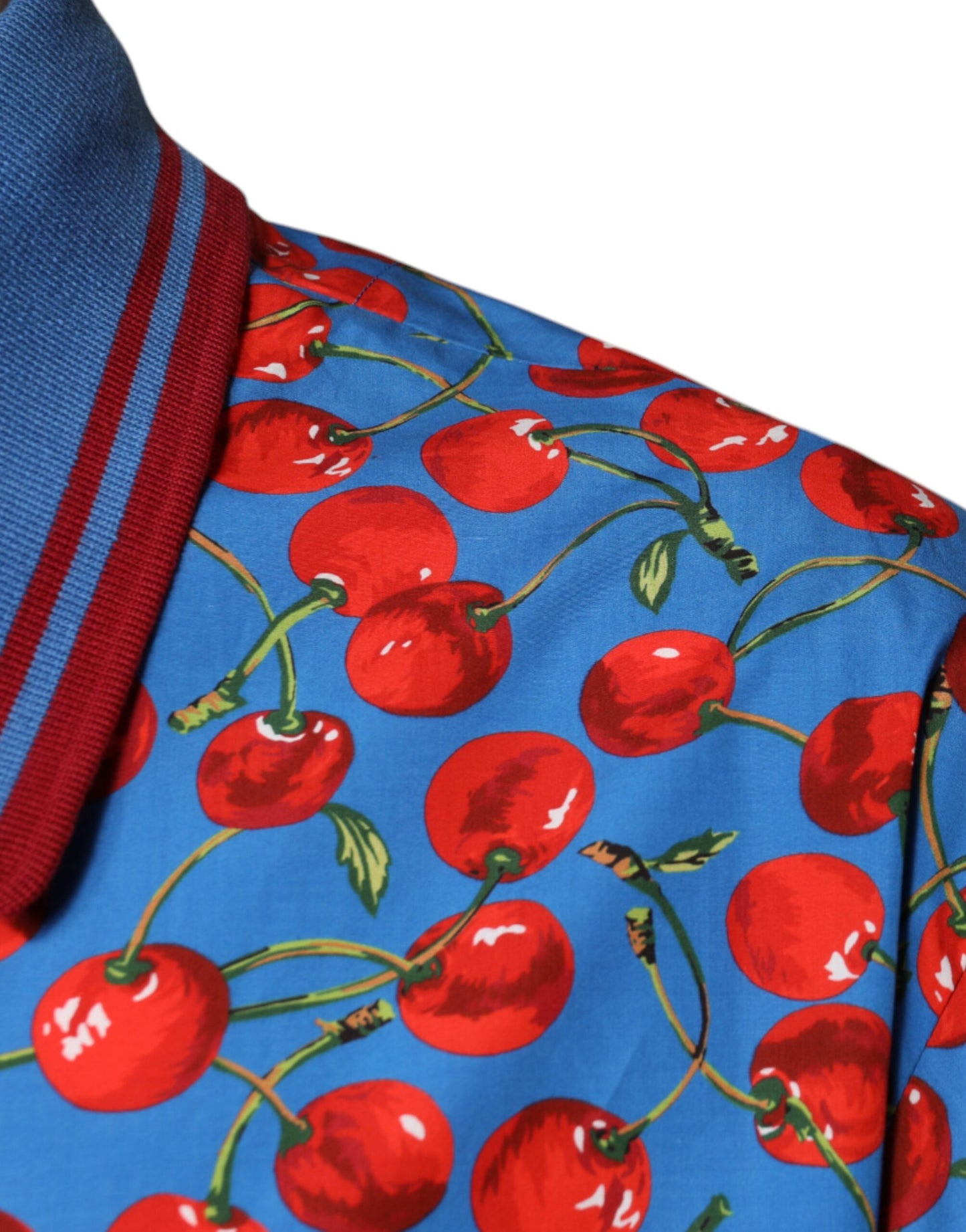 Dolce & Gabbana Blue Cherry Cotton Collared Men Polo T-shirt by Dolce & Gabbana
