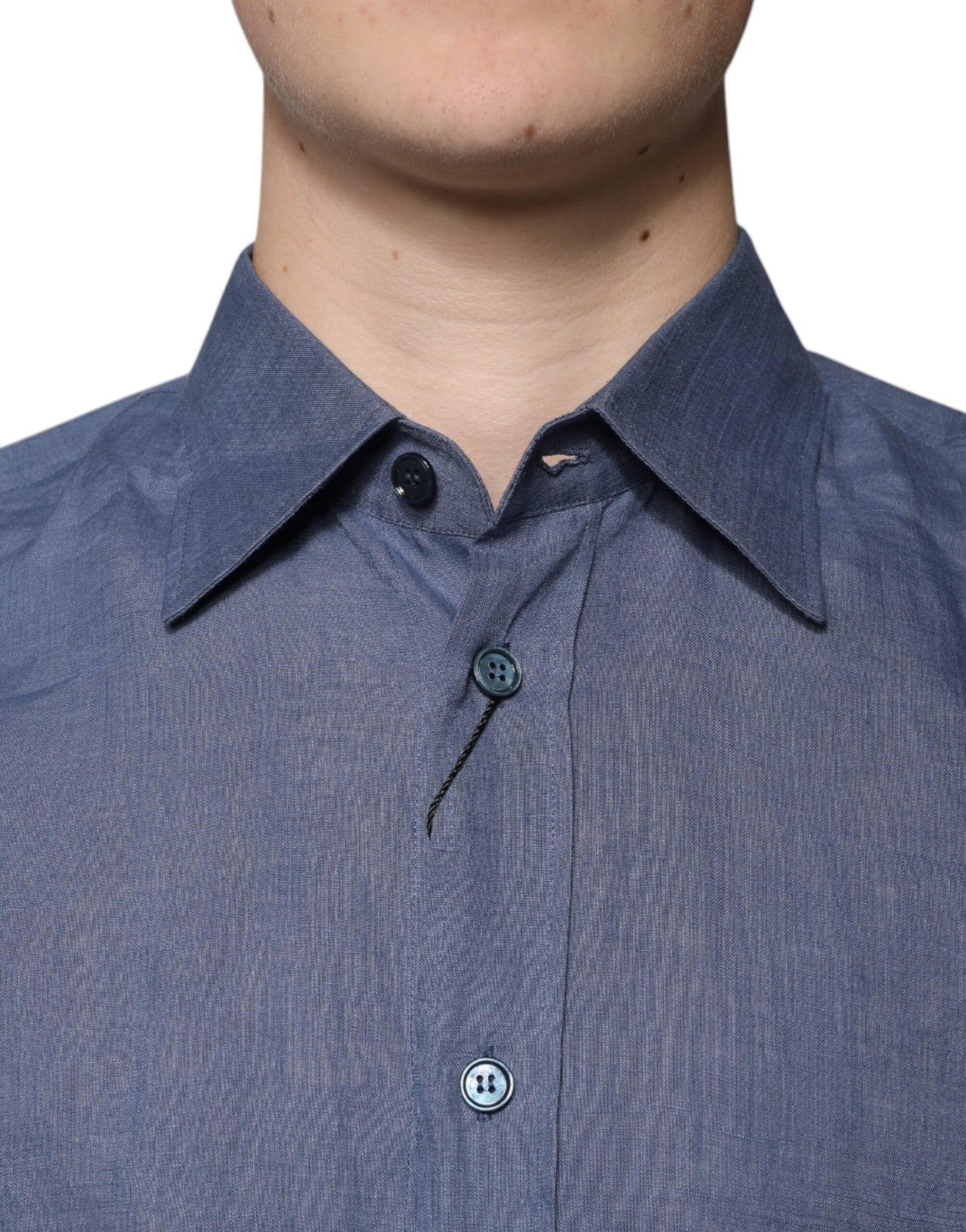 Dolce & Gabbana Blue Logo Long Sleeve Button Down Casual Shirt by Dolce & Gabbana
