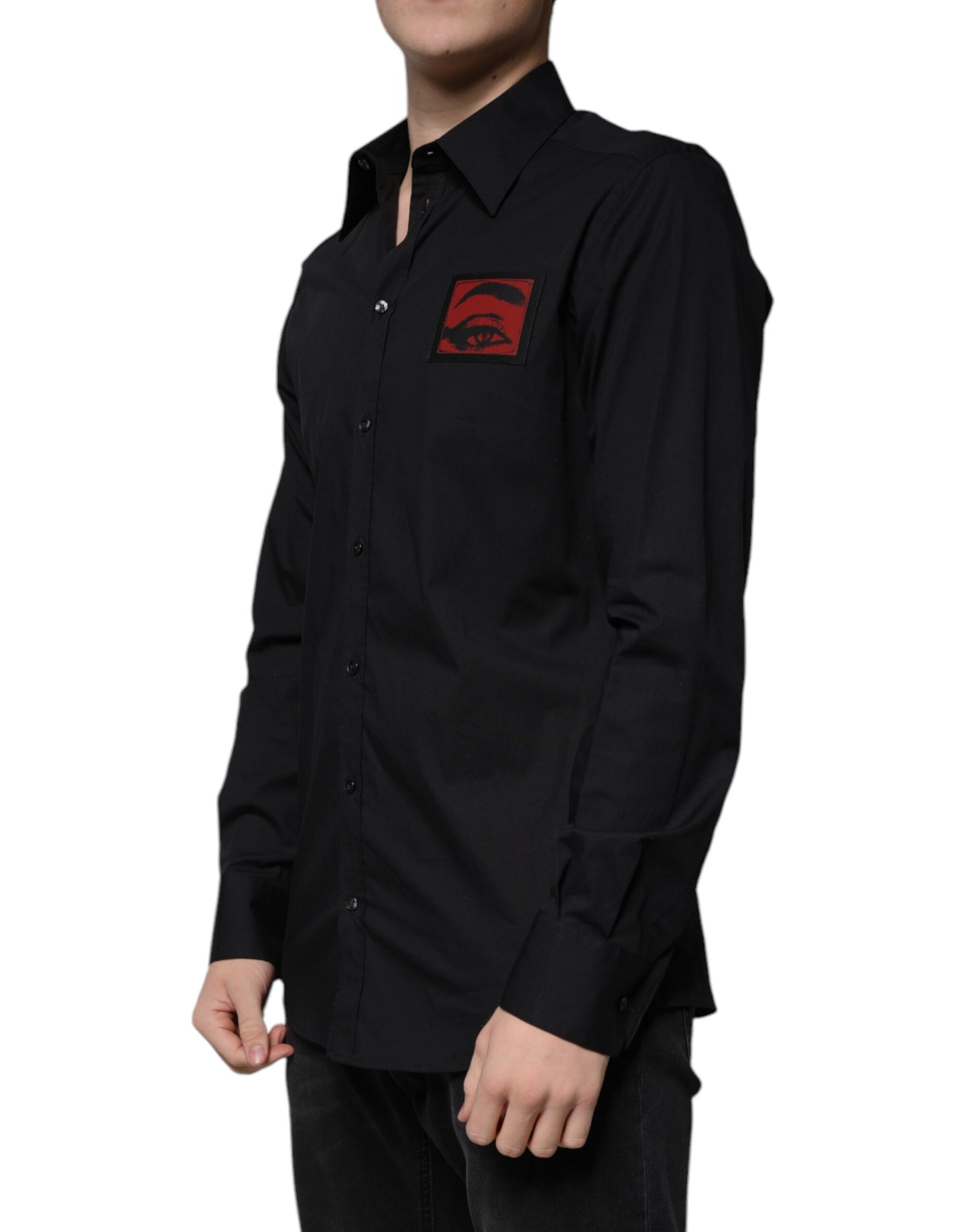 Dolce & Gabbana Black Eye Patch Long Sleeve GOLD Dress Shirt by Dolce & Gabbana