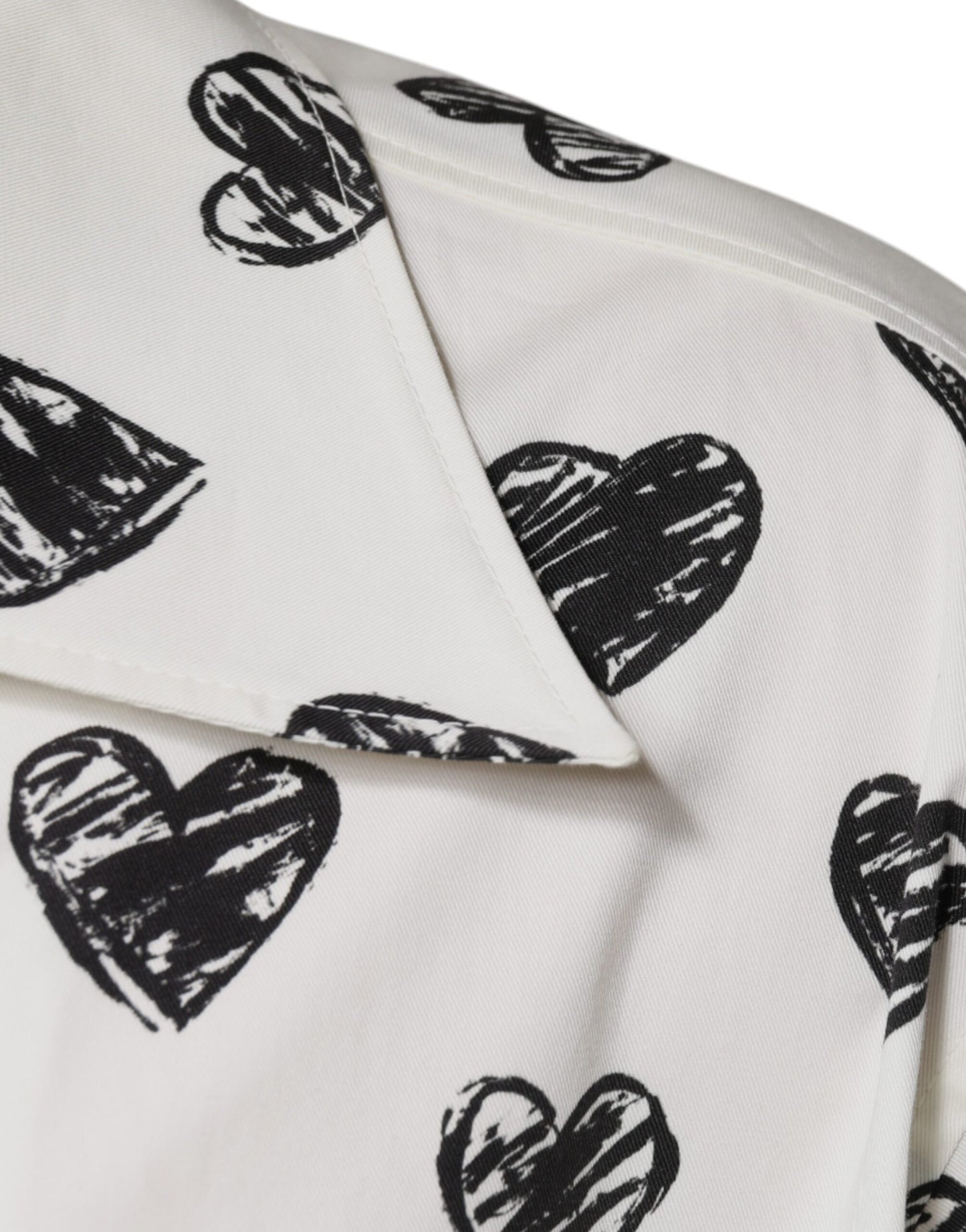 Dolce & Gabbana White Heart Print Short Sleeve Casual Shirt by Dolce & Gabbana