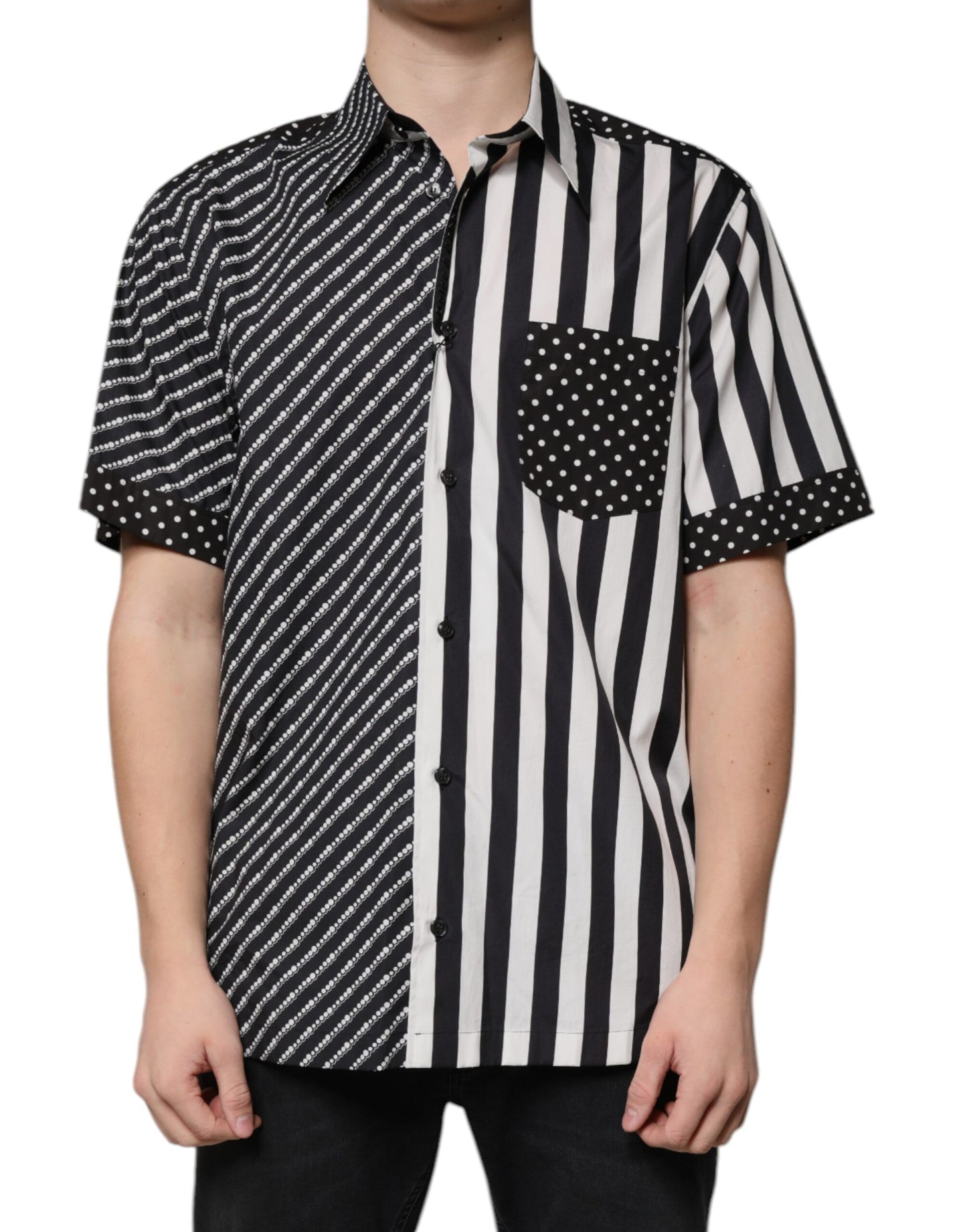 Dolce & Gabbana Black White Striped Button Down Casual Shirt by Dolce & Gabbana