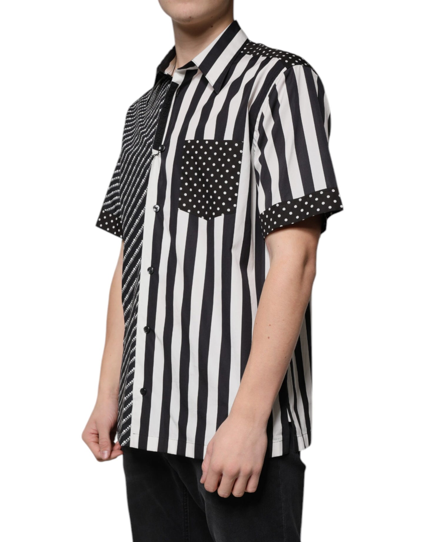 Dolce & Gabbana Black White Striped Button Down Casual Shirt by Dolce & Gabbana