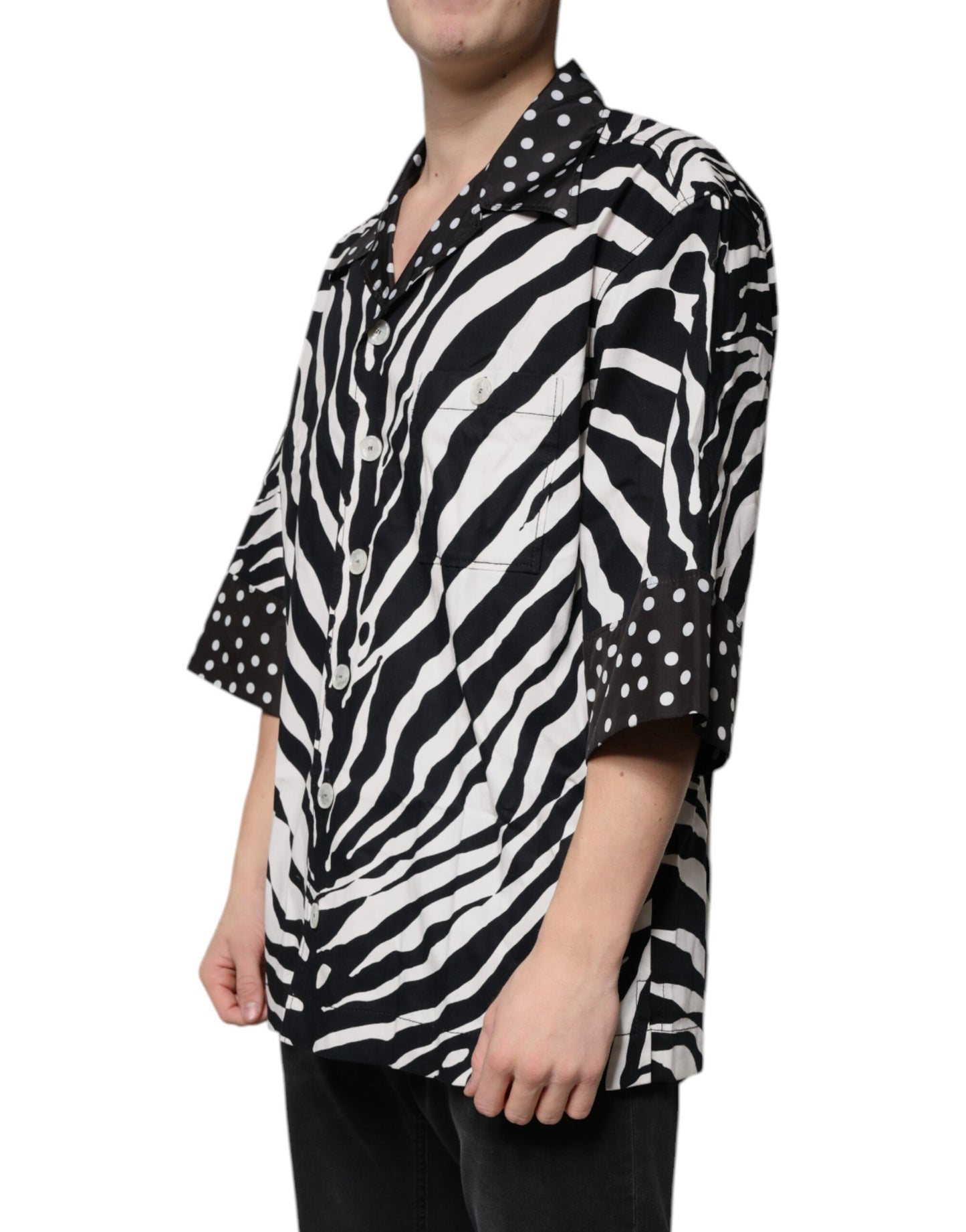 Dolce & Gabbana Black White Zebra Button Down Oversize Shirt by Dolce & Gabbana