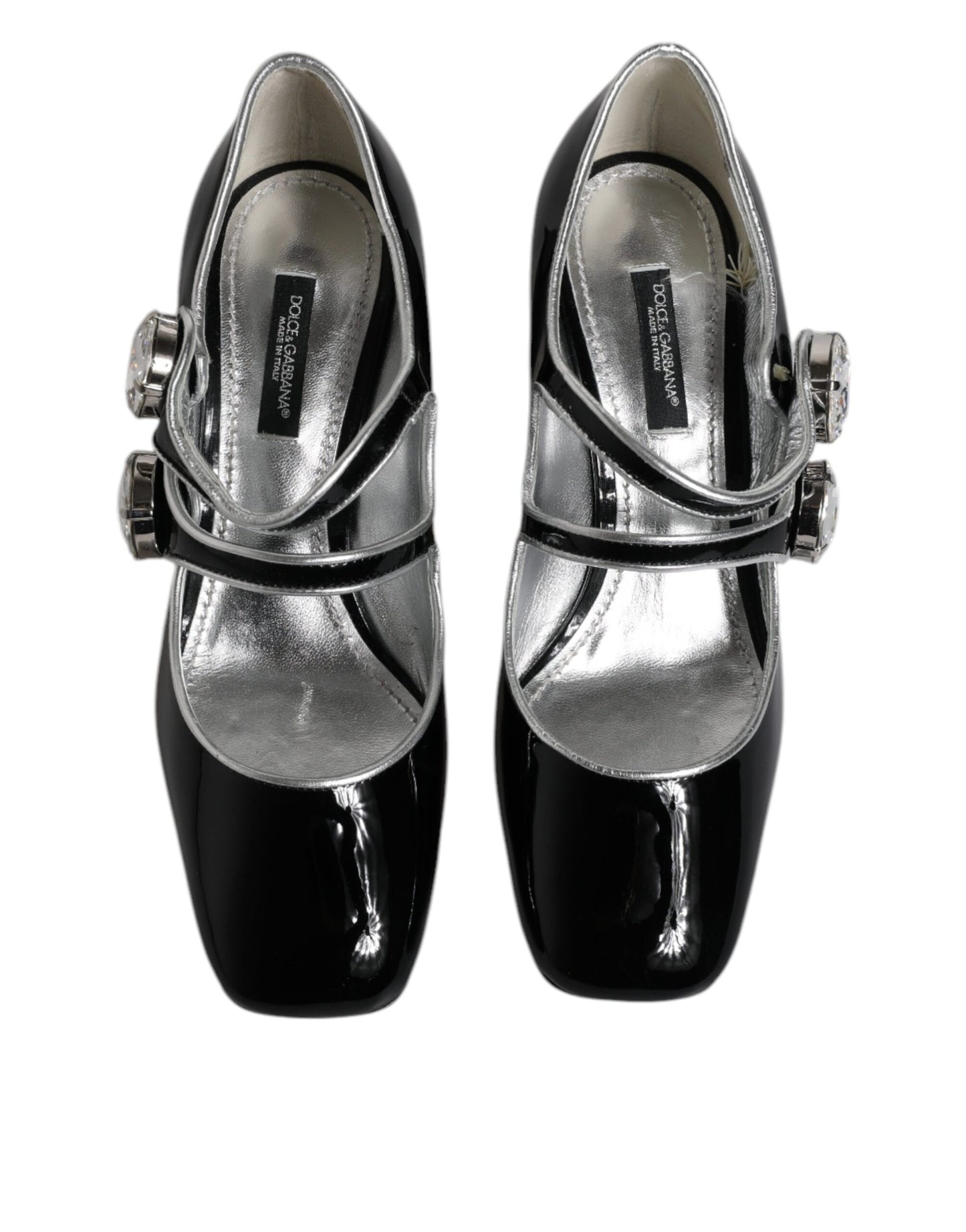 Escarpins Mary Jane en cuir verni noir et cristaux Dolce & Gabbana