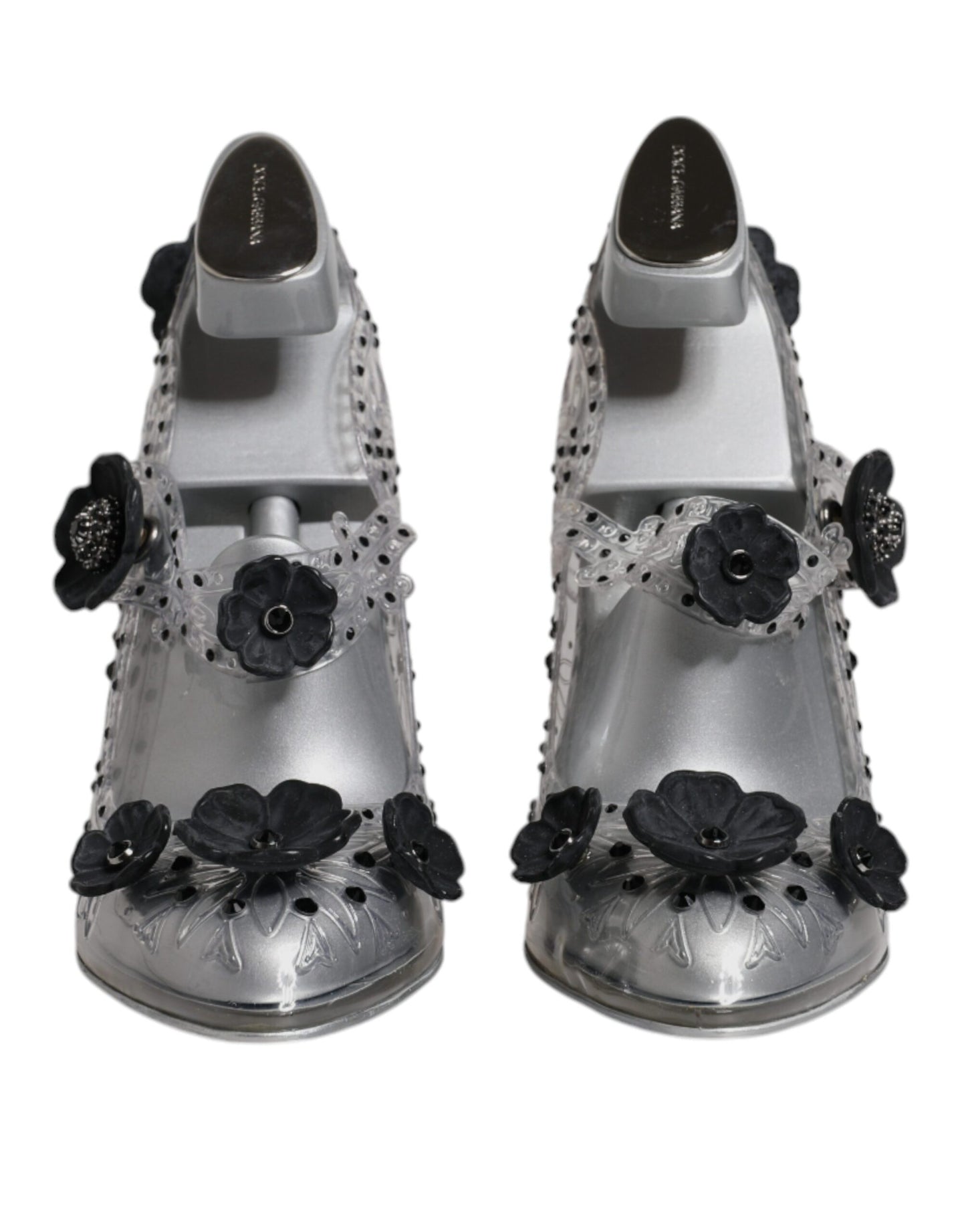 Chaussures à talons Dolce & Gabbana CINDERELLA transparentes à fleurs et cristaux