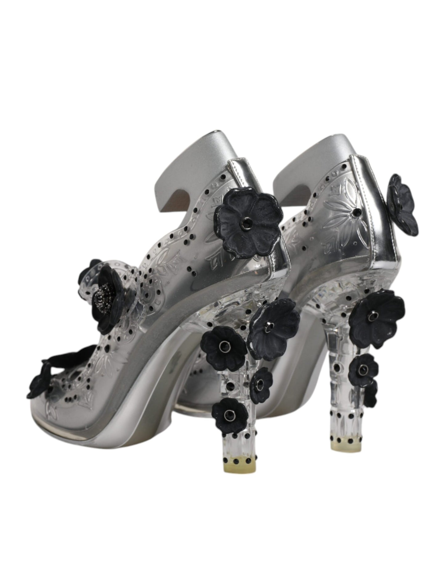 Chaussures à talons Dolce & Gabbana CINDERELLA transparentes à fleurs et cristaux