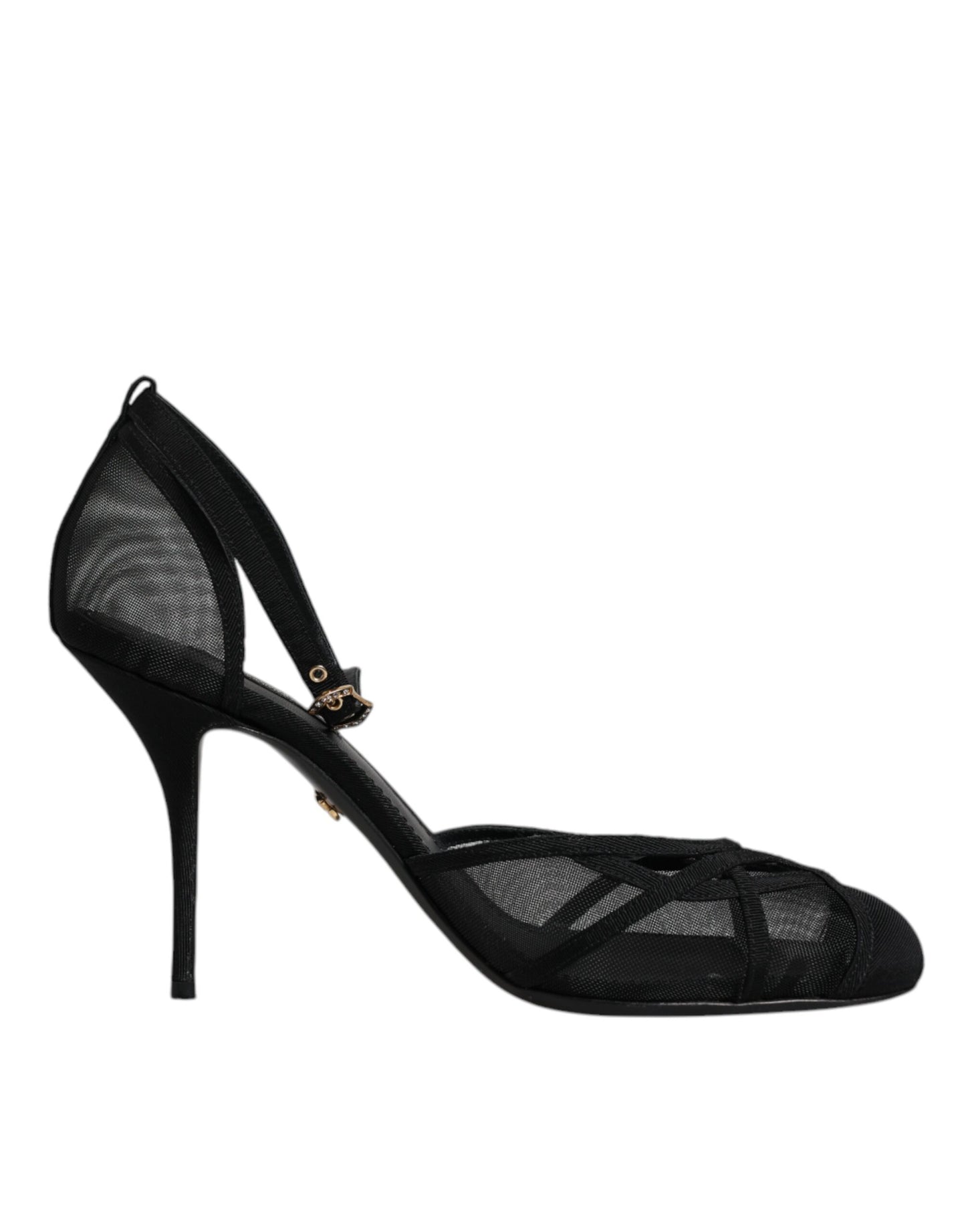 Escarpins à talons et bride cheville en maille noire Dolce & Gabbana