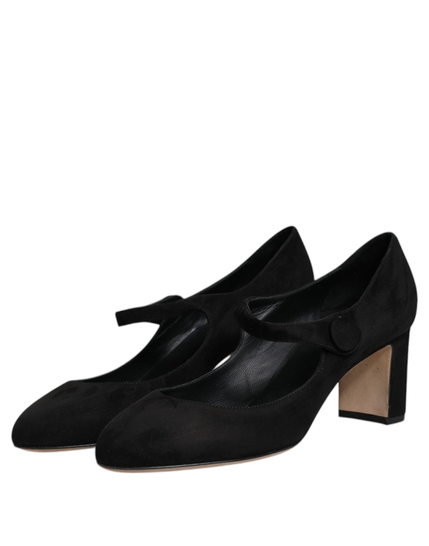 Escarpins à talons carrés en daim noir Dolce & Gabbana