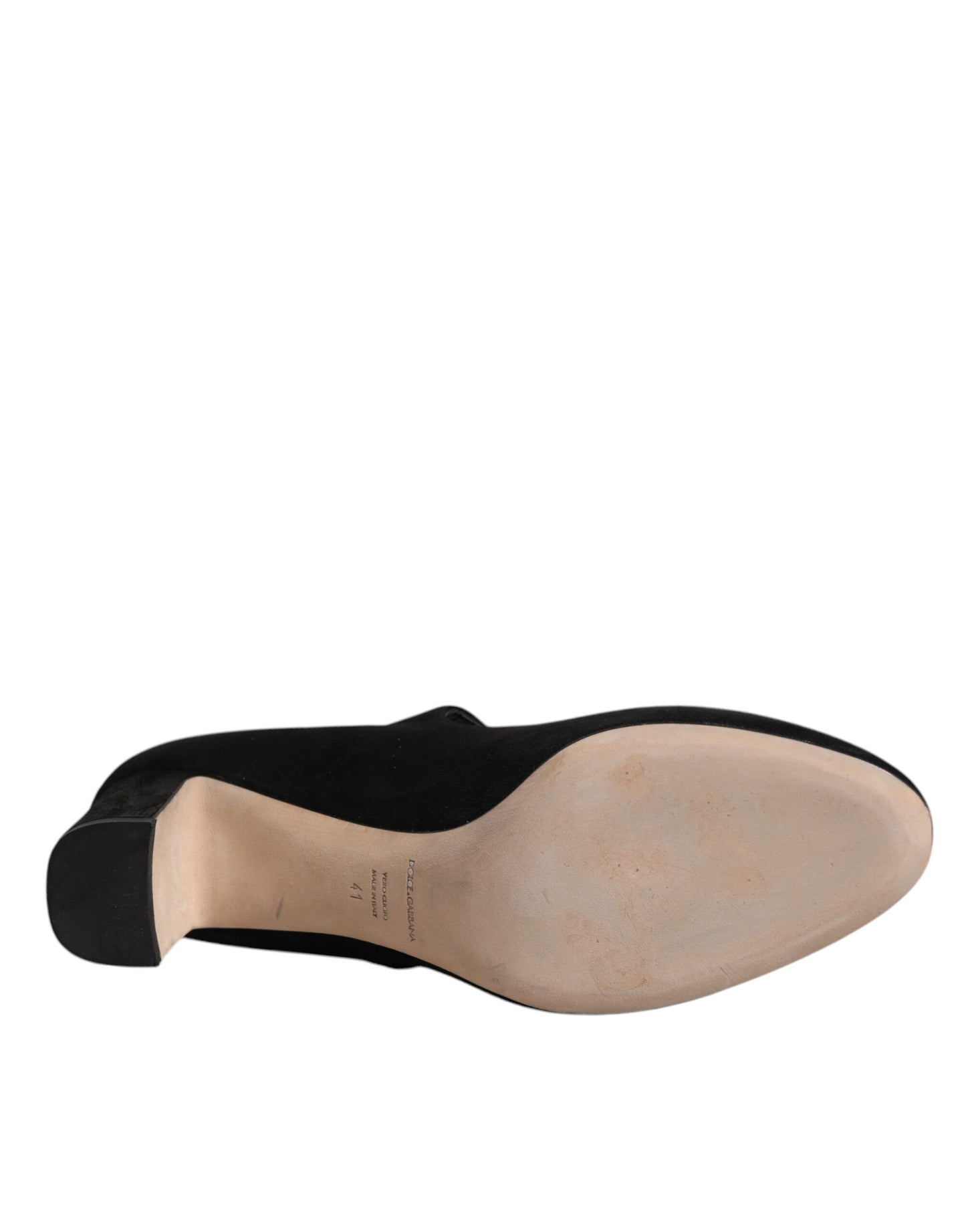 Escarpins à talons carrés en daim noir Dolce & Gabbana