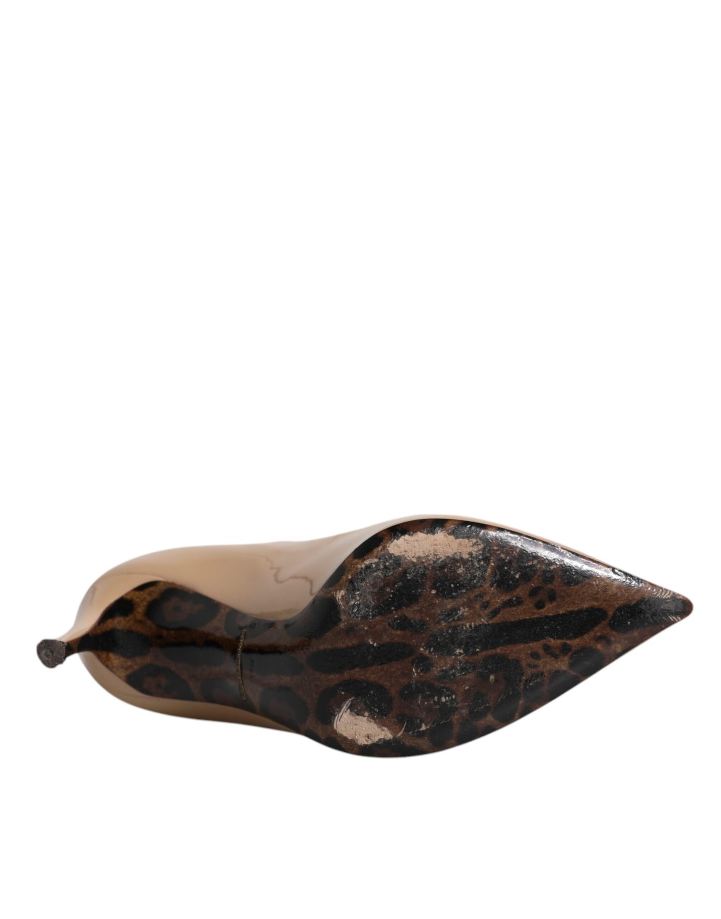 Escarpins à talons aiguilles en cuir verni beige Dolce & Gabbana