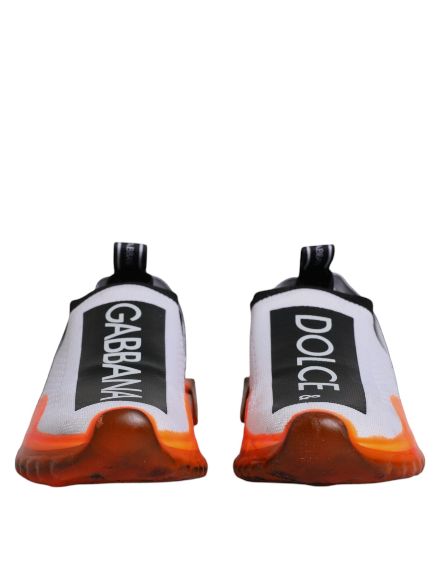 Dolce & Gabbana White Orange Slip On Sorrento Sneakers Shoes by Dolce & Gabbana