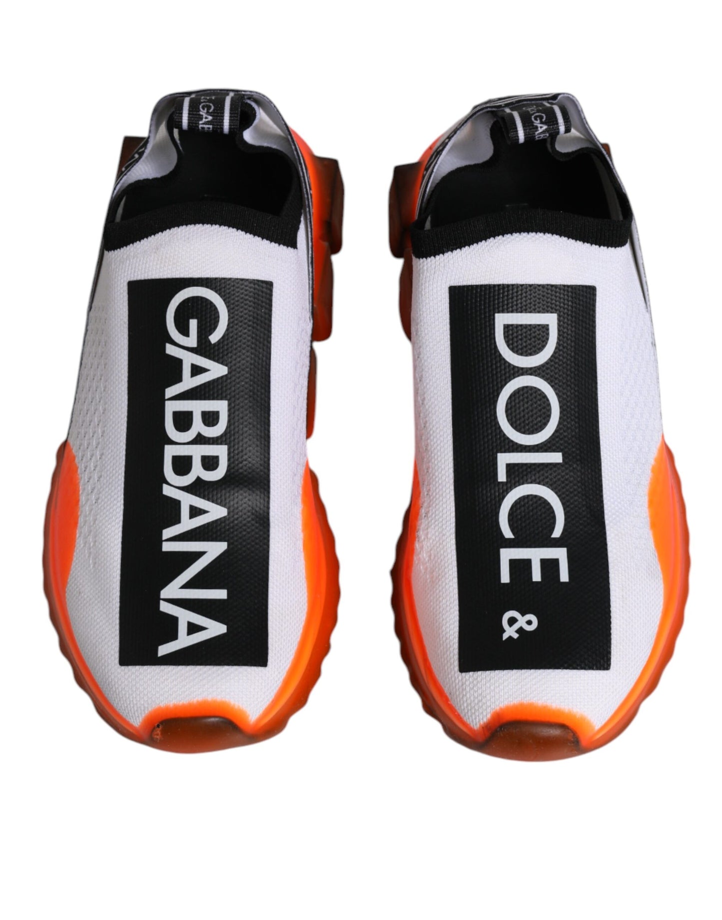 Dolce & Gabbana White Orange Slip On Sorrento Sneakers Shoes by Dolce & Gabbana
