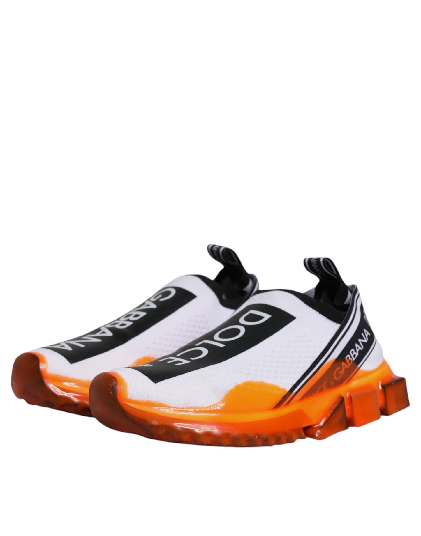 Dolce & Gabbana White Orange Slip On Sorrento Sneakers Shoes by Dolce & Gabbana