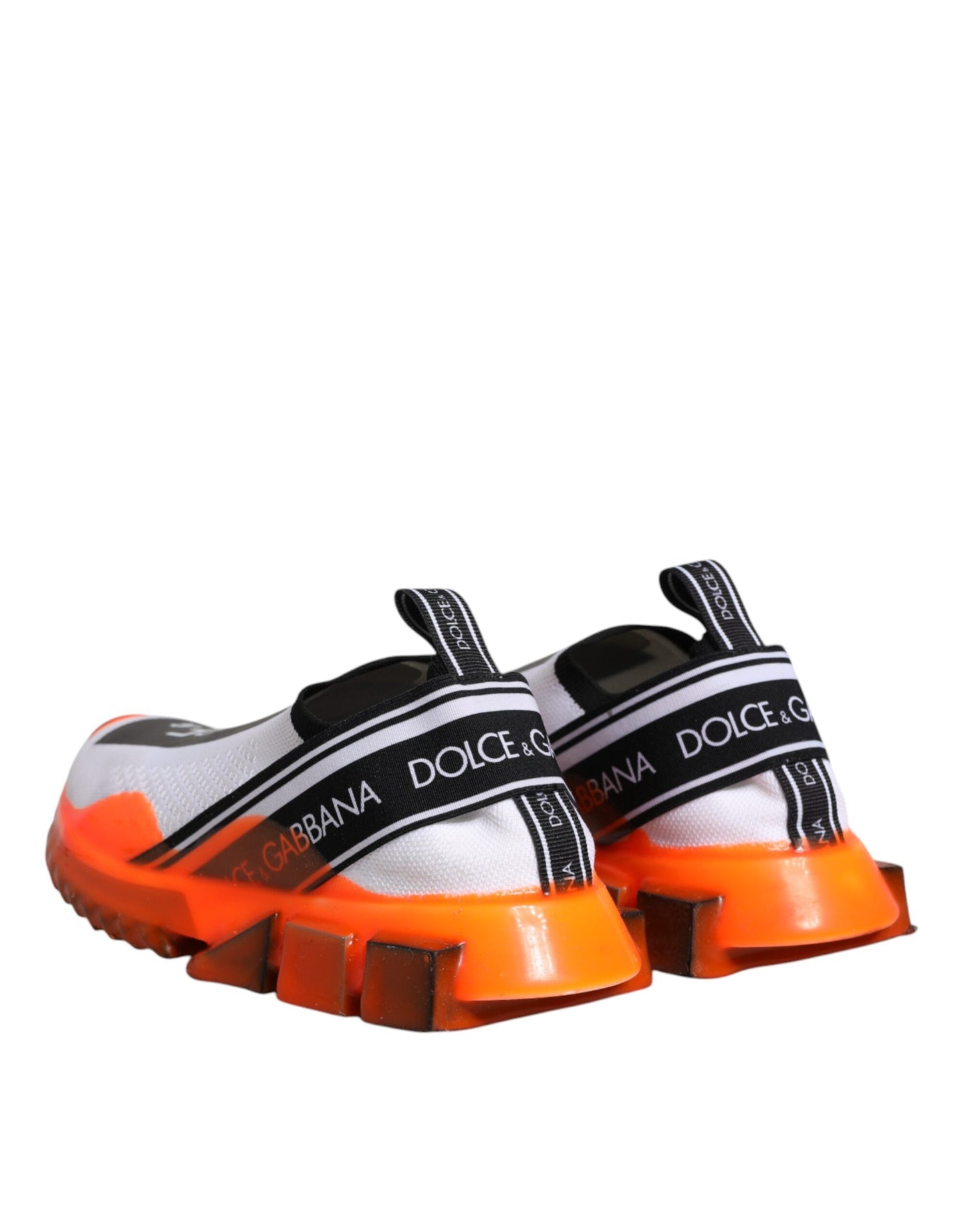 Dolce & Gabbana White Orange Slip On Sorrento Sneakers Shoes by Dolce & Gabbana