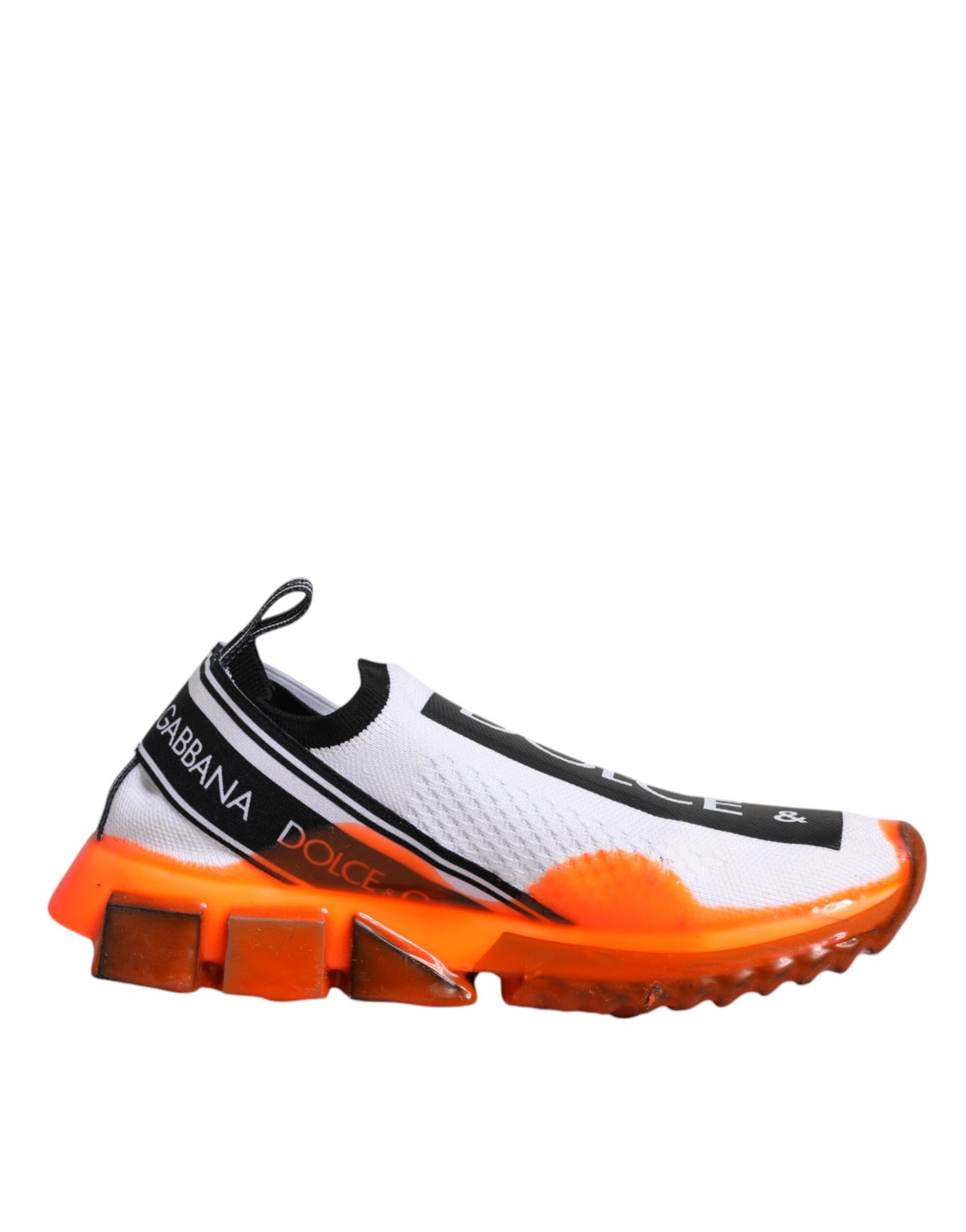 Dolce & Gabbana White Orange Slip On Sorrento Sneakers Shoes by Dolce & Gabbana