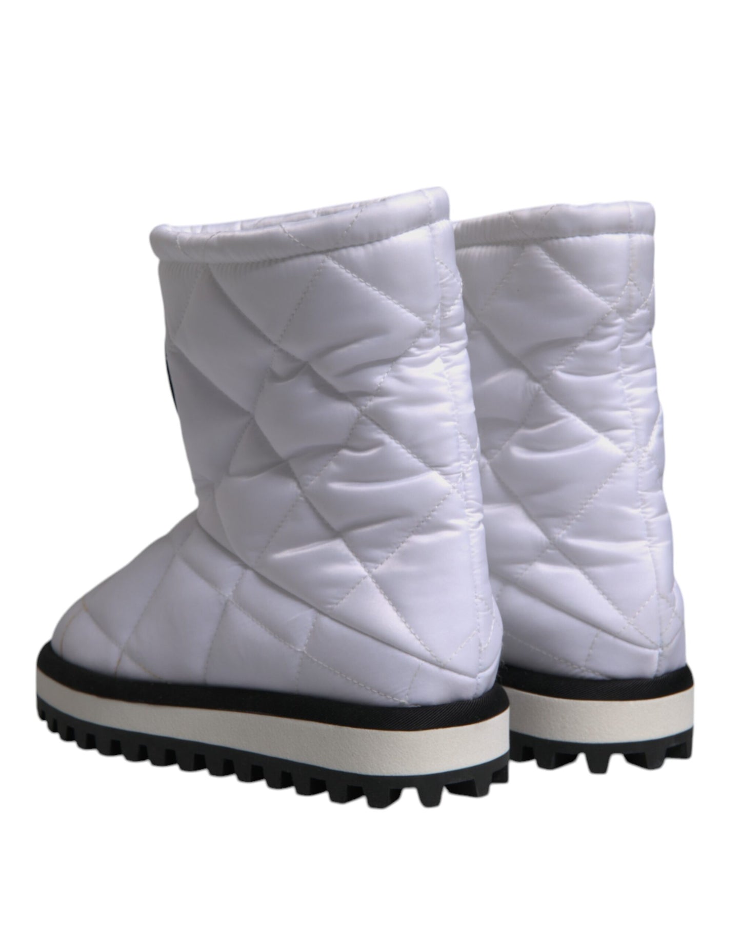 Dolce & Gabbana White Viscose Padded Mid Calf Boots Shoes by Dolce & Gabbana