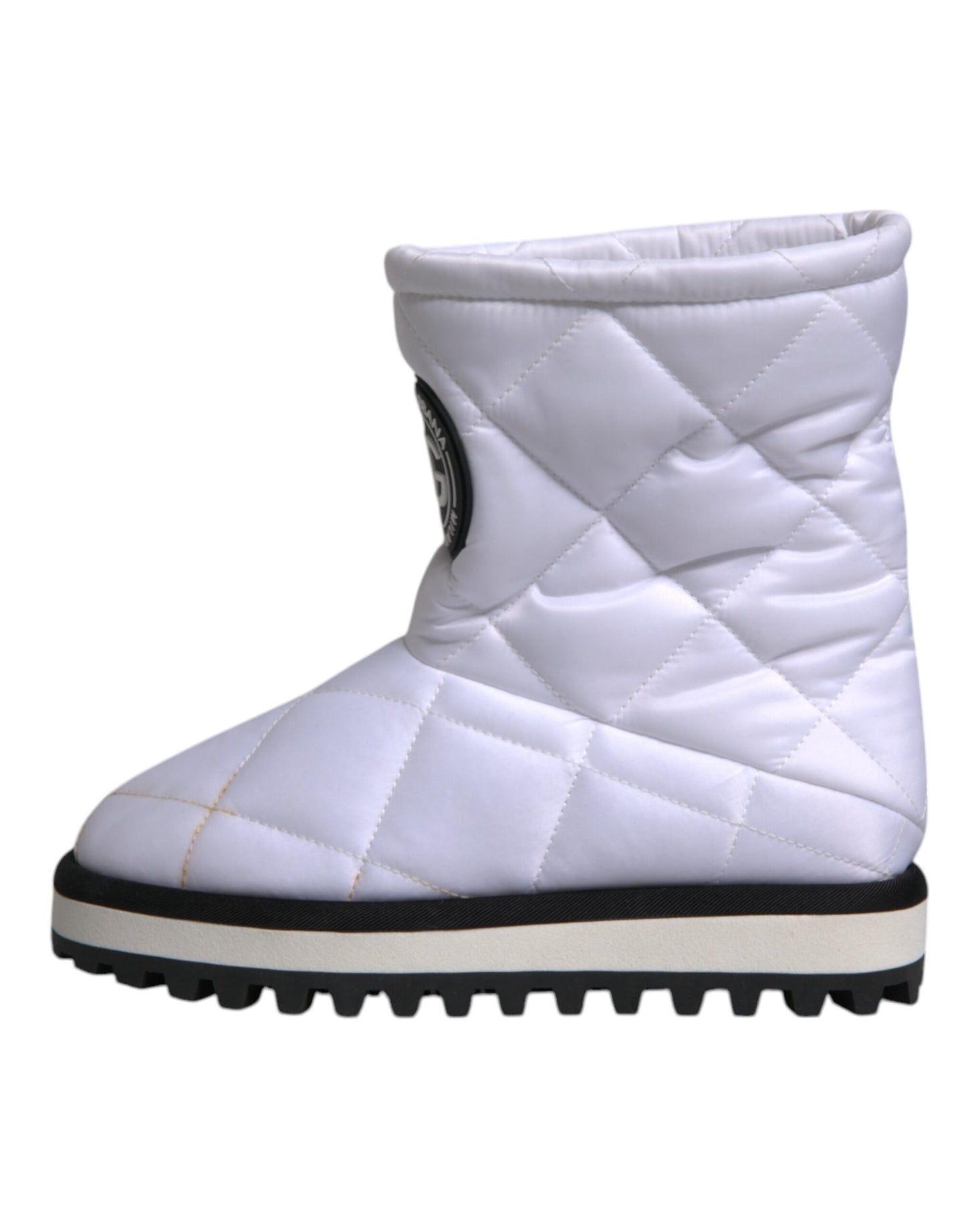 Dolce & Gabbana White Viscose Padded Mid Calf Boots Shoes by Dolce & Gabbana