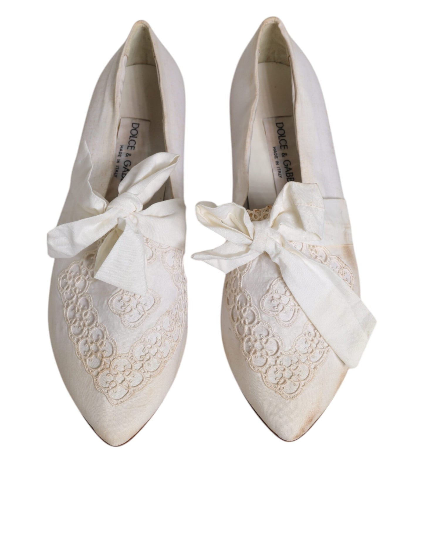 Ballerines plates en tissu ruban blanc Dolce & Gabbana