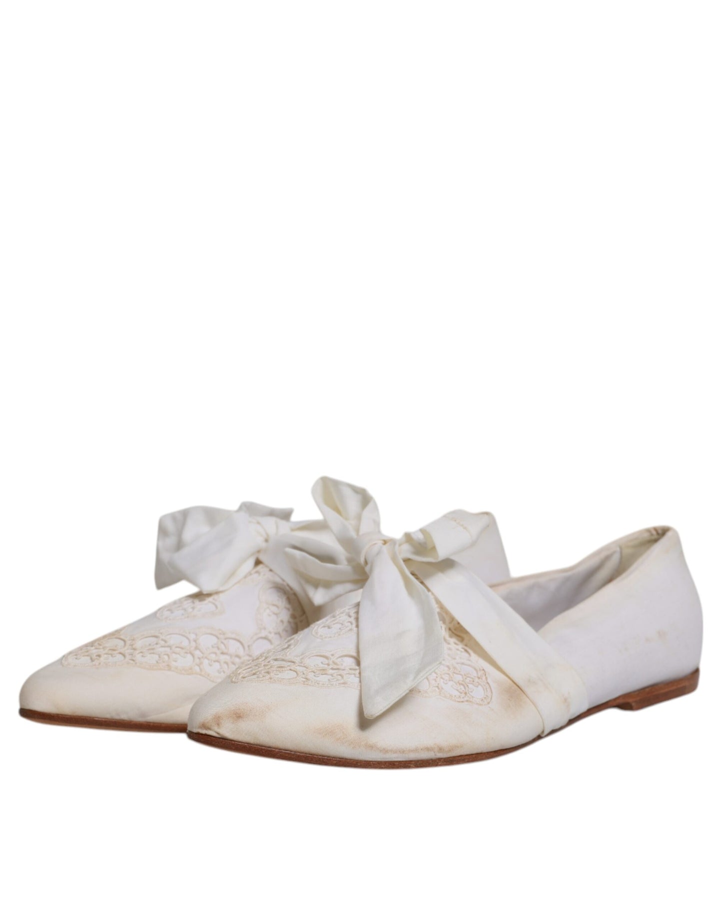 Ballerines plates en tissu ruban blanc Dolce & Gabbana