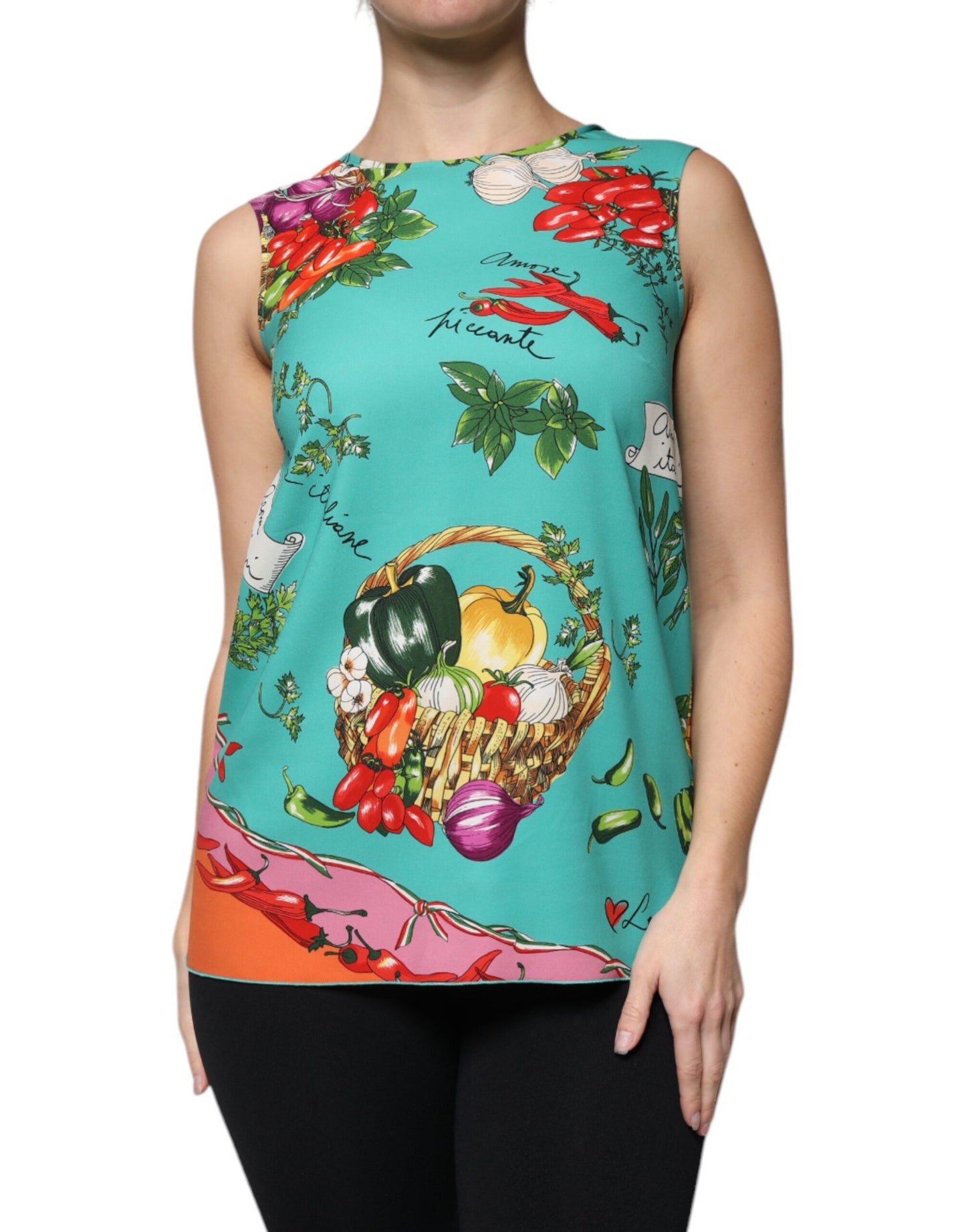 Dolce & Gabbana Multicolor Vegetables Sleeveless Tank Top by Dolce & Gabbana