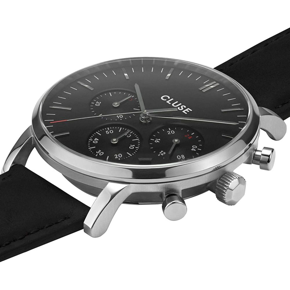 Montre Cluse en cuir noir