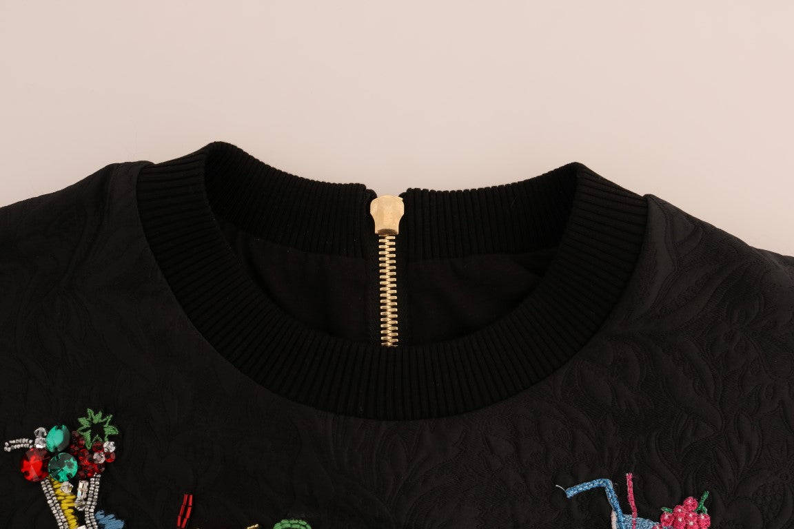 Pull noir orné de cristaux enchantés Dolce & Gabbana
