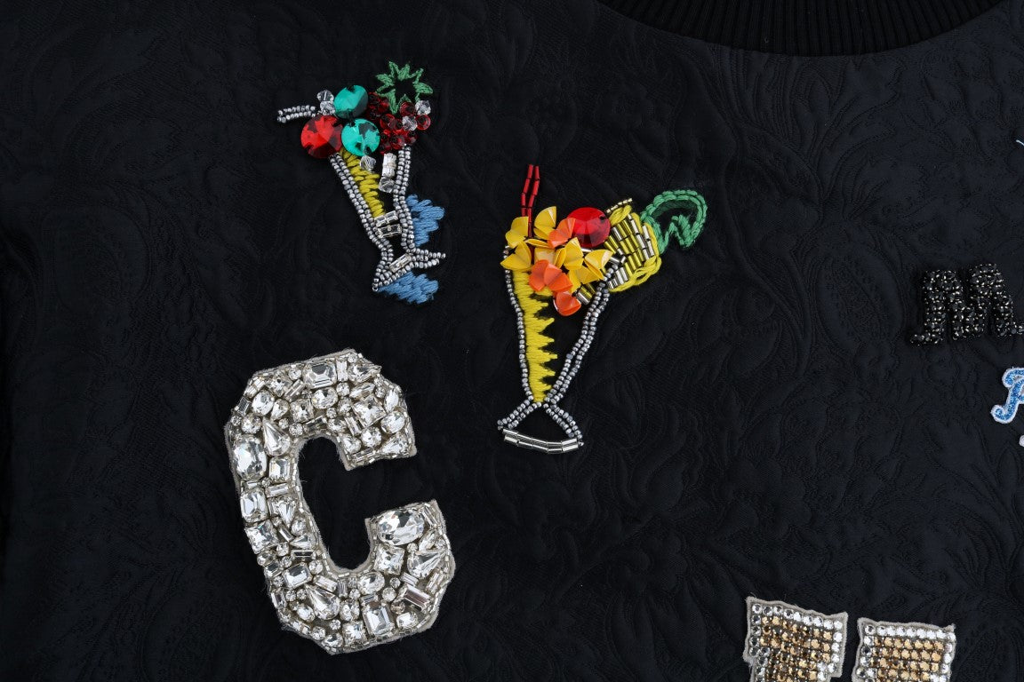 Pull noir orné de cristaux enchantés Dolce & Gabbana
