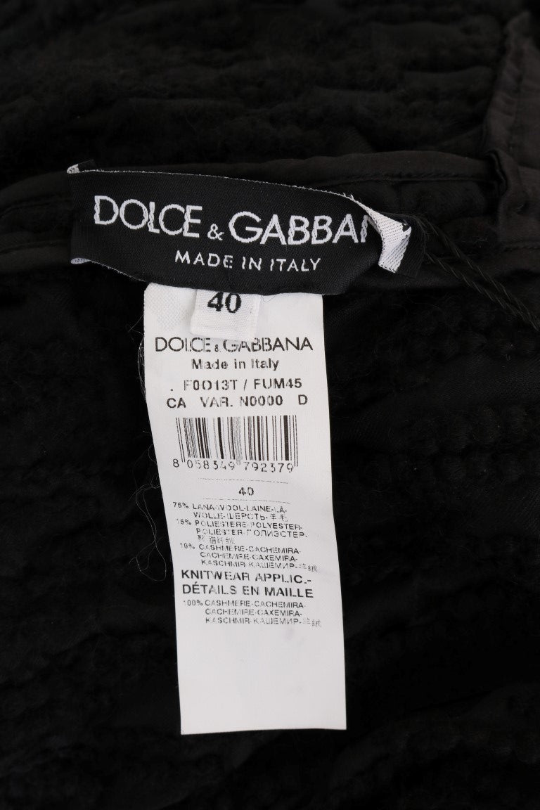 Pull élégant en laine et cachemire à franges noir Dolce & Gabbana
