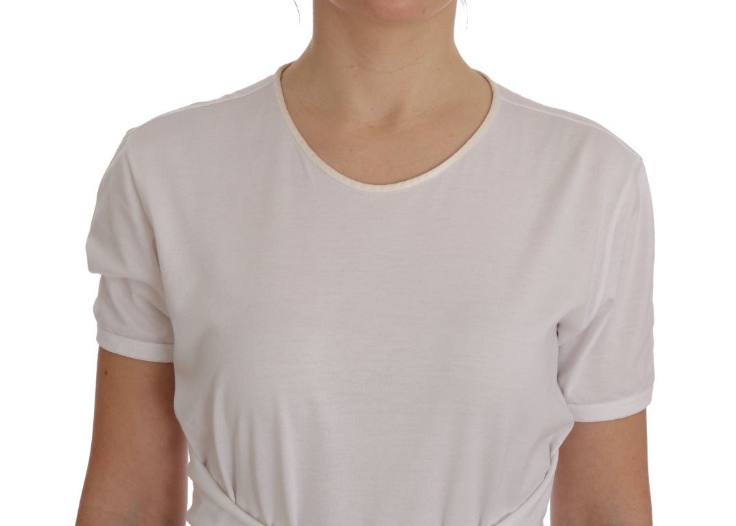 Dolce & Gabbana Élégant chemisier cache-cœur blanc avec accents de cristaux