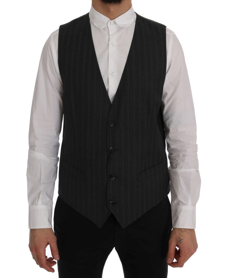 Dolce & Gabbana Gray STAFF Wool Stretch Cardigan