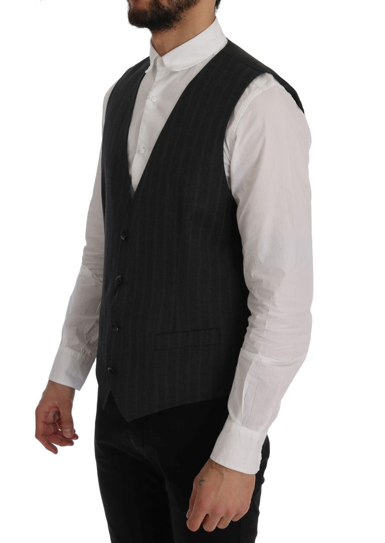 Dolce & Gabbana Gray STAFF Wool Stretch Cardigan