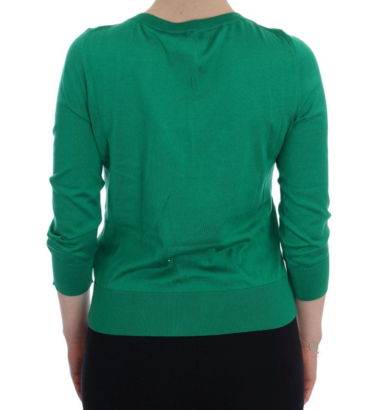 Pull en soie vert à ornements Dolce & Gabbana