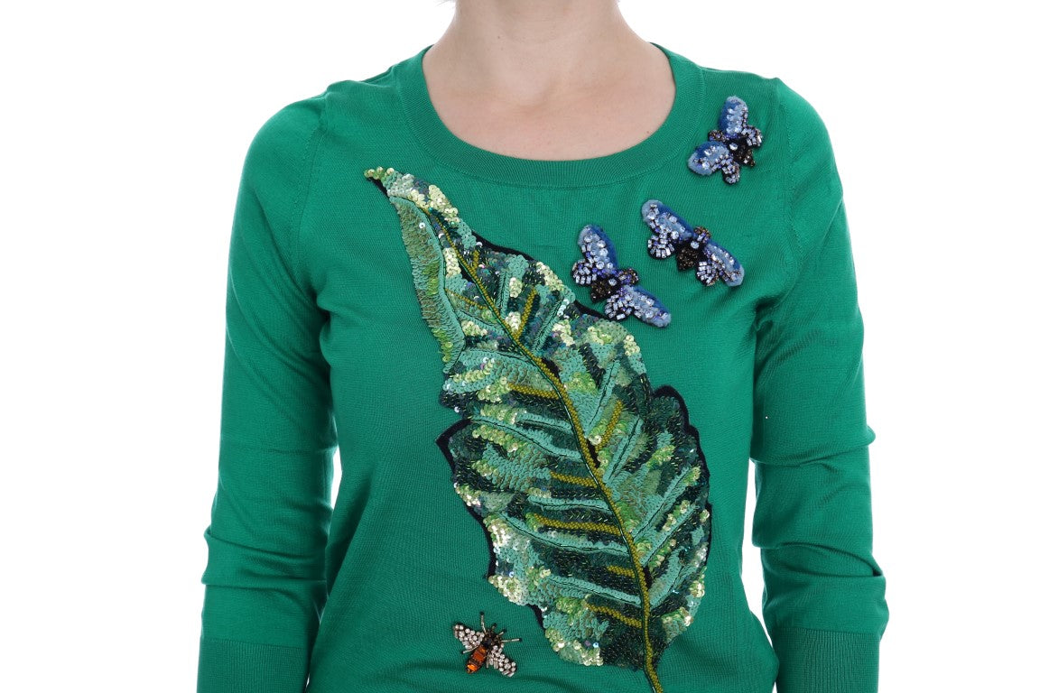 Pull en soie vert à ornements Dolce & Gabbana