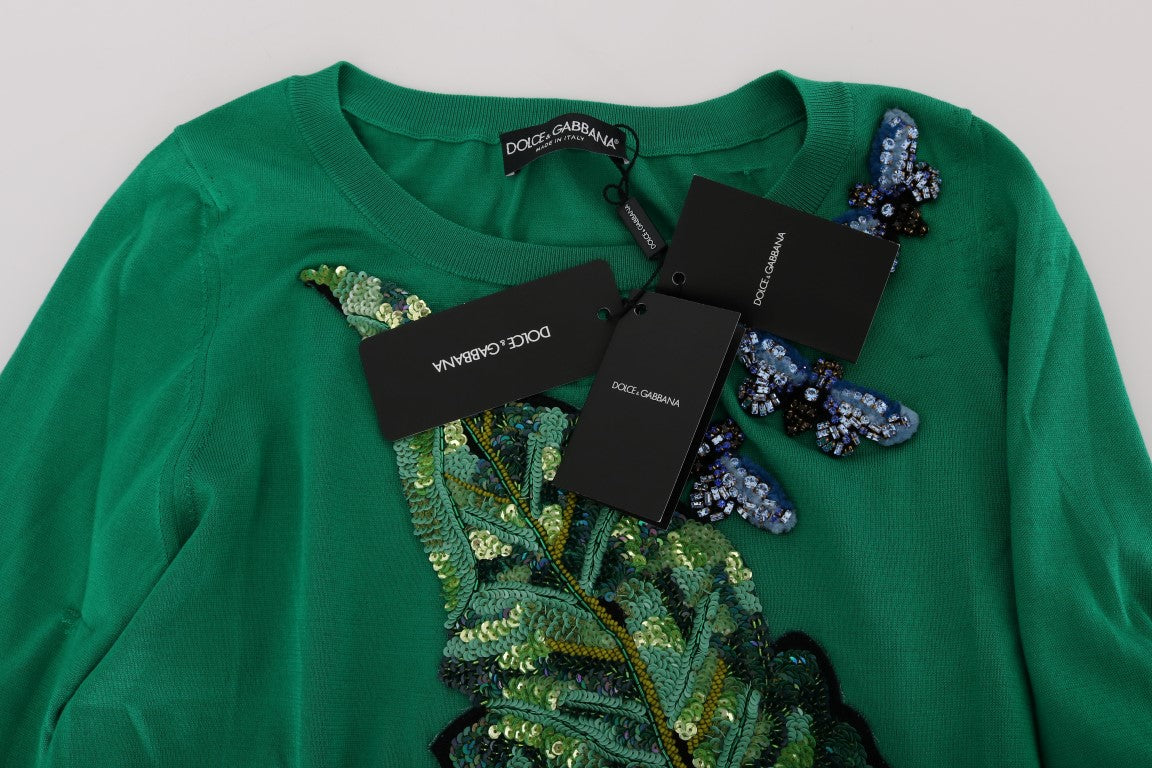 Pull en soie vert à ornements Dolce & Gabbana