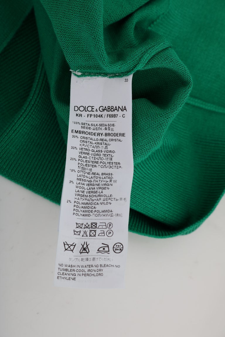 Pull en soie vert à ornements Dolce & Gabbana