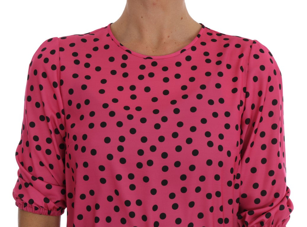 Chemisier en soie rose à pois chic Dolce & Gabbana