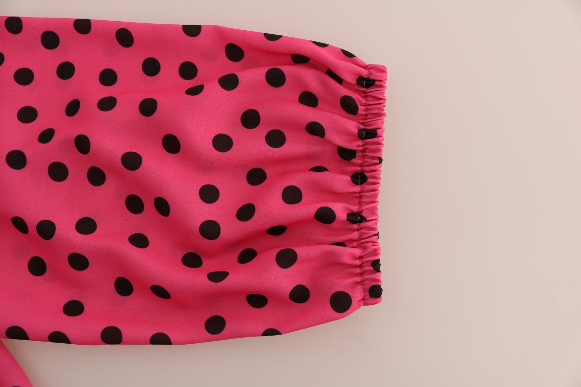 Chemisier en soie rose à pois chic Dolce & Gabbana