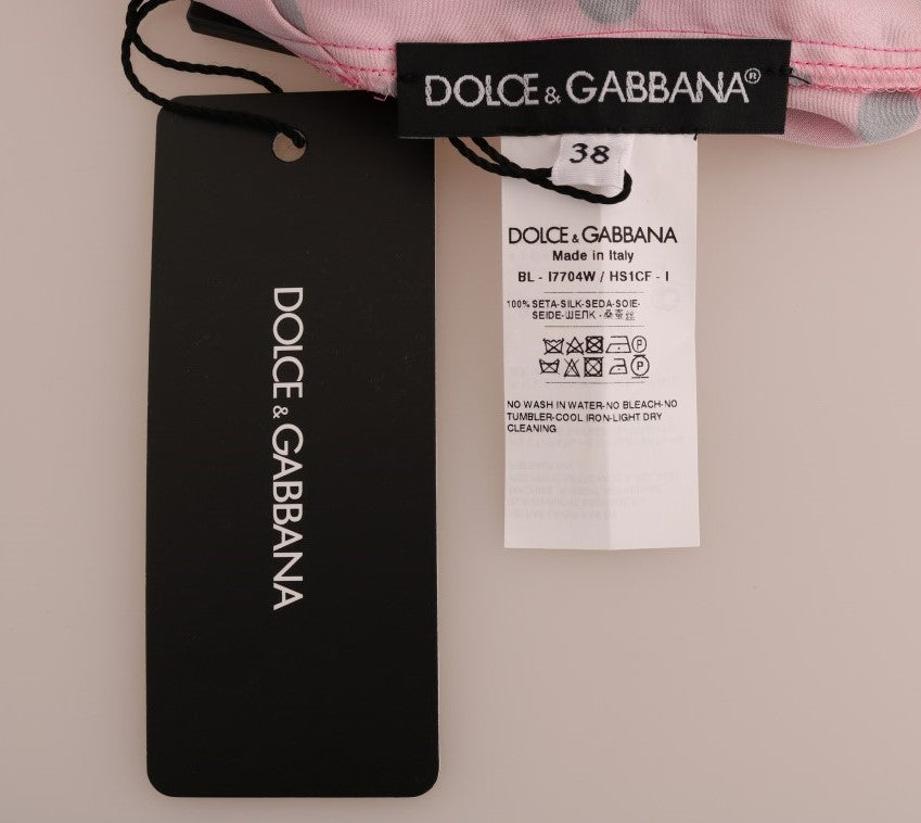 Chemisier en soie rose à pois chic Dolce & Gabbana