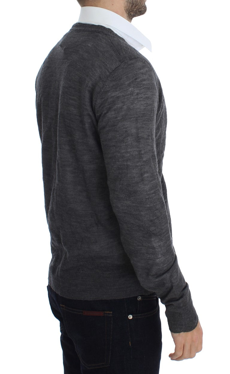 Cardigan élégant en laine mélangée grise Costume National