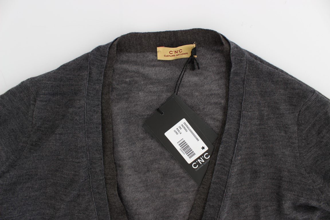 Cardigan élégant en laine mélangée grise Costume National
