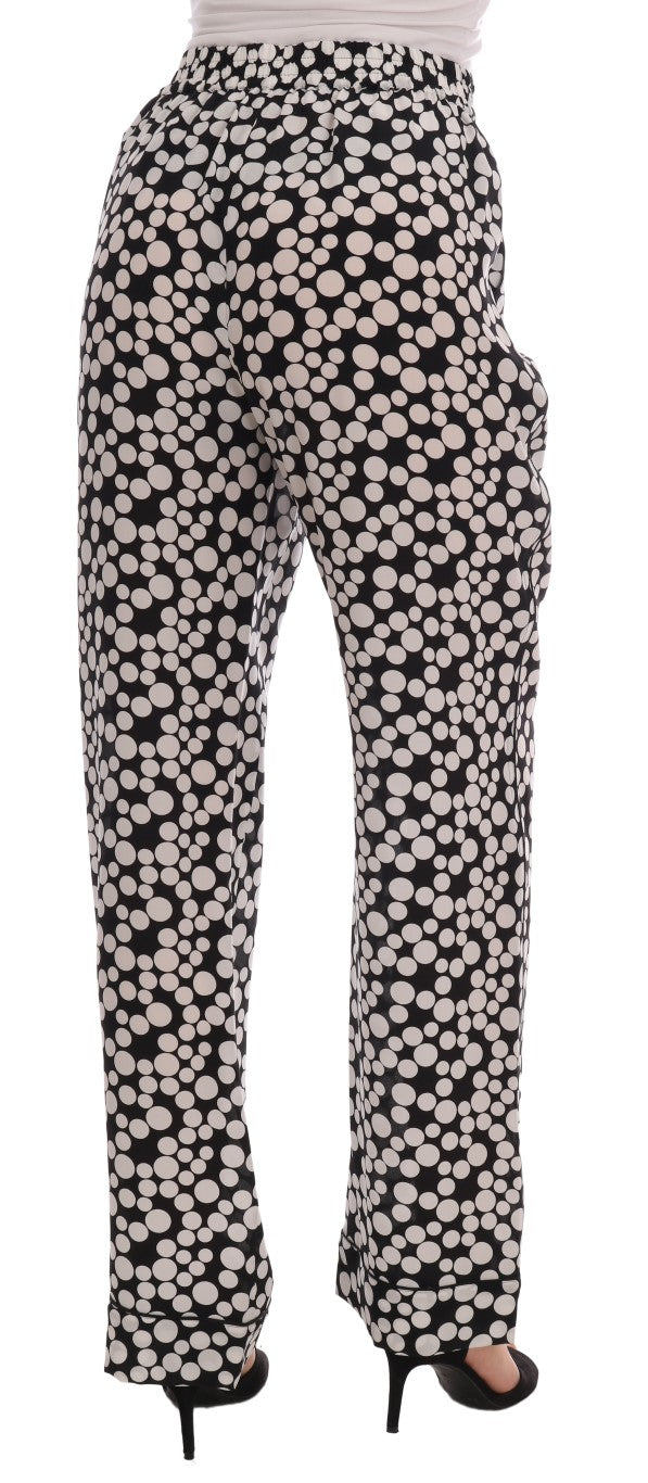 Pantalon taille haute élégant en soie à pois Dolce & Gabbana