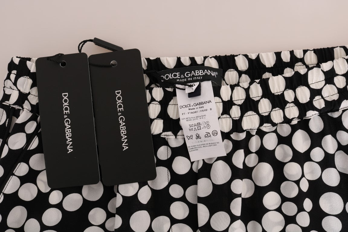 Pantalon taille haute élégant en soie à pois Dolce & Gabbana