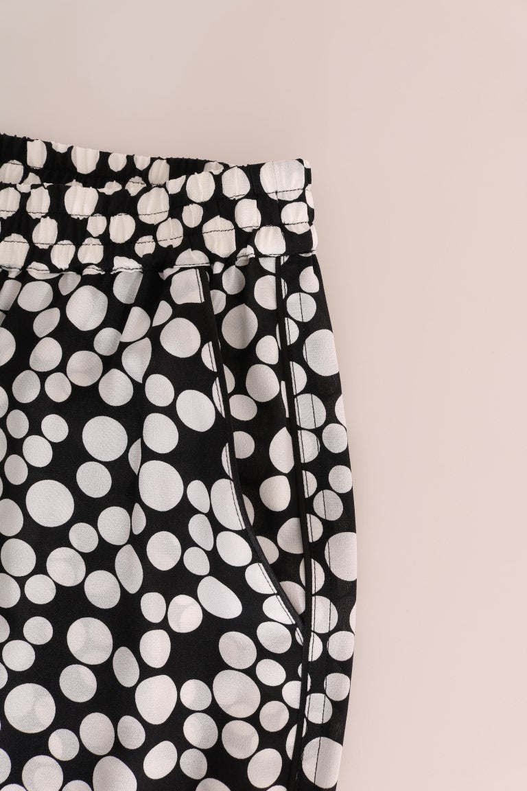 Pantalon taille haute élégant en soie à pois Dolce & Gabbana