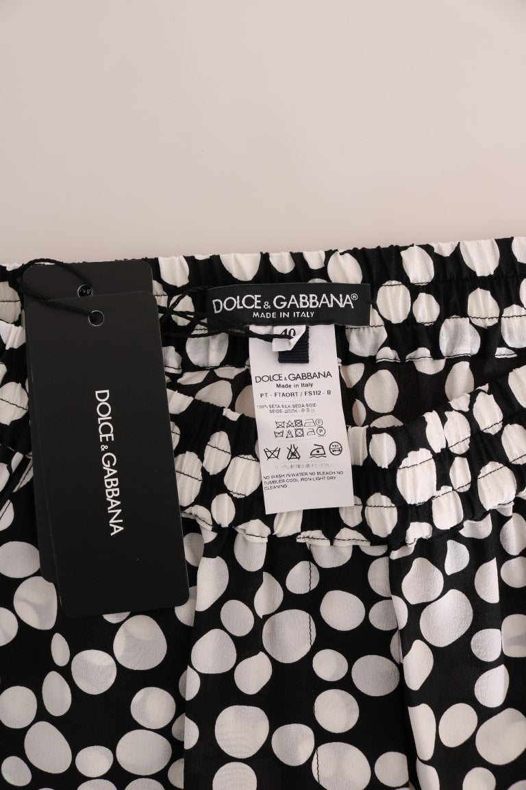 Pantalon taille haute élégant en soie à pois Dolce & Gabbana