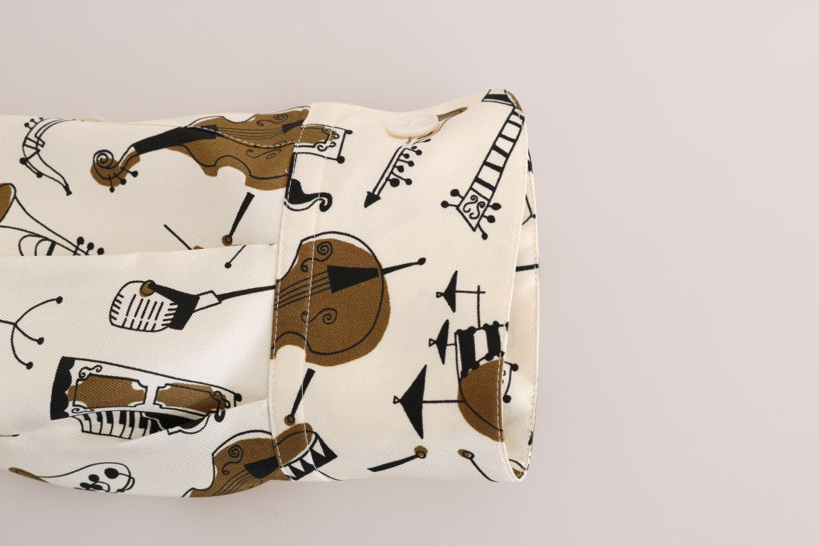 Chemise décontractée en soie exclusive Dolce & Gabbana pour homme – Motif Jazz