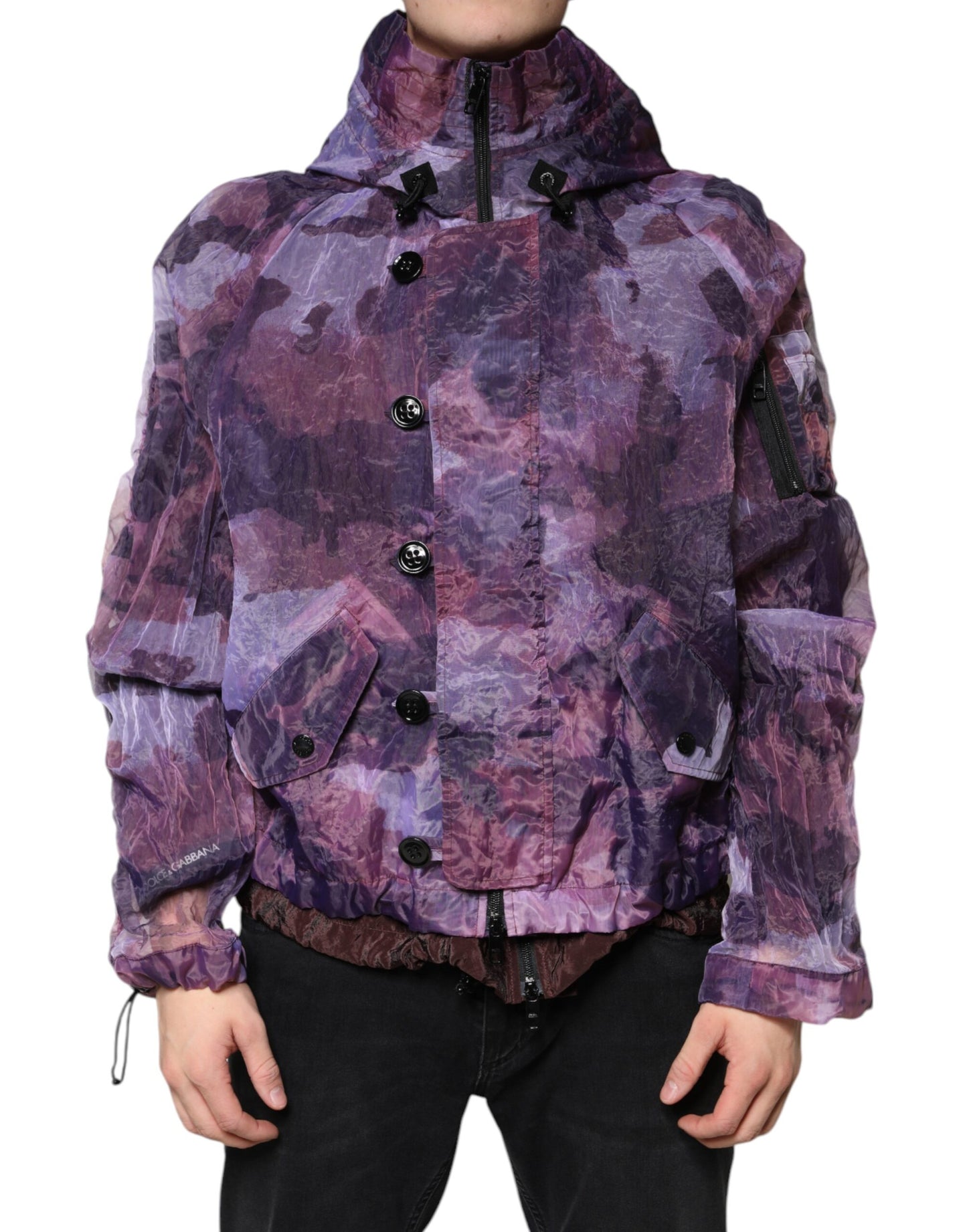 Dolce & Gabbana Purple Camouflage Hooded Men Blouson Jacket by Dolce & Gabbana