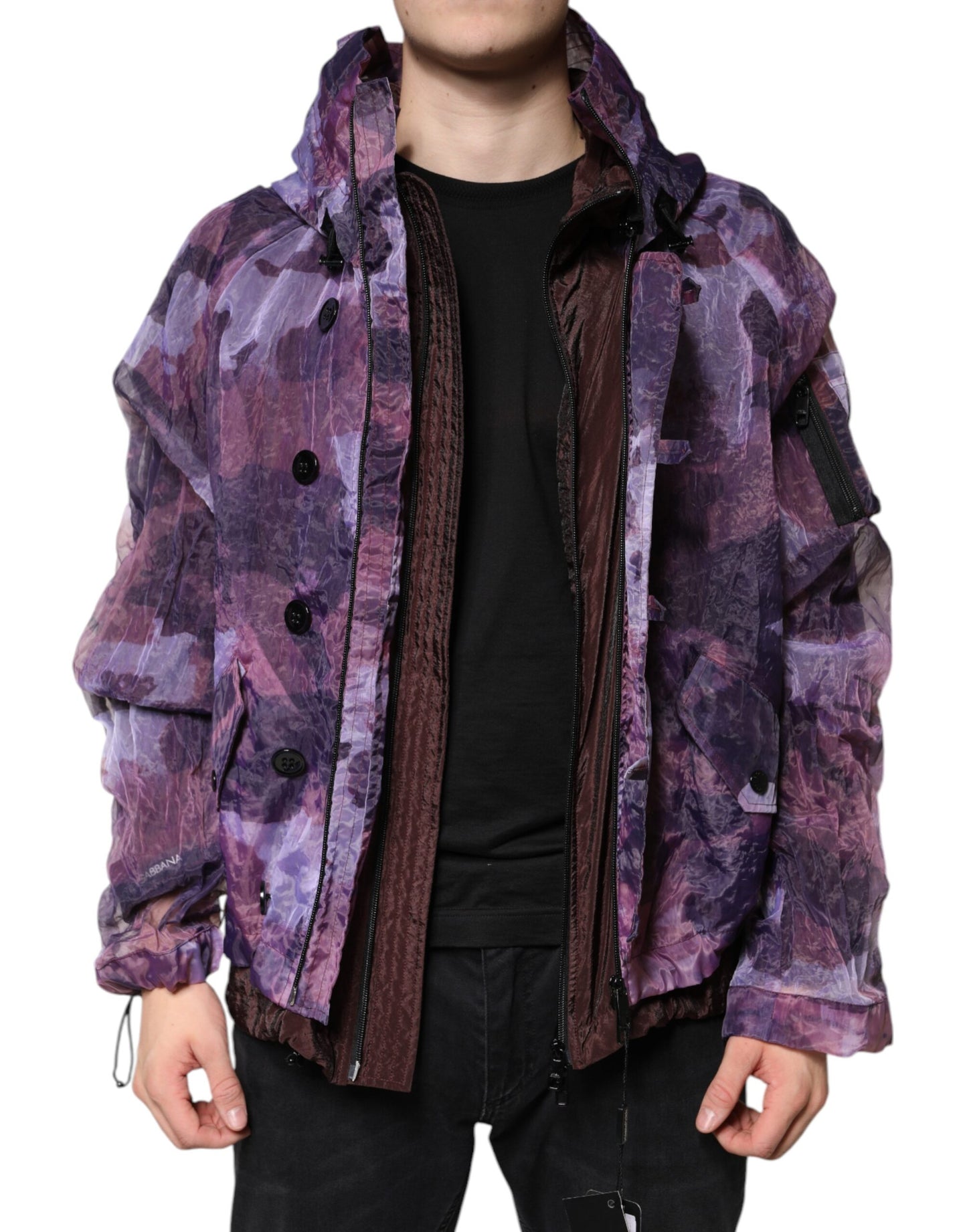 Dolce & Gabbana Purple Camouflage Hooded Men Blouson Jacket by Dolce & Gabbana
