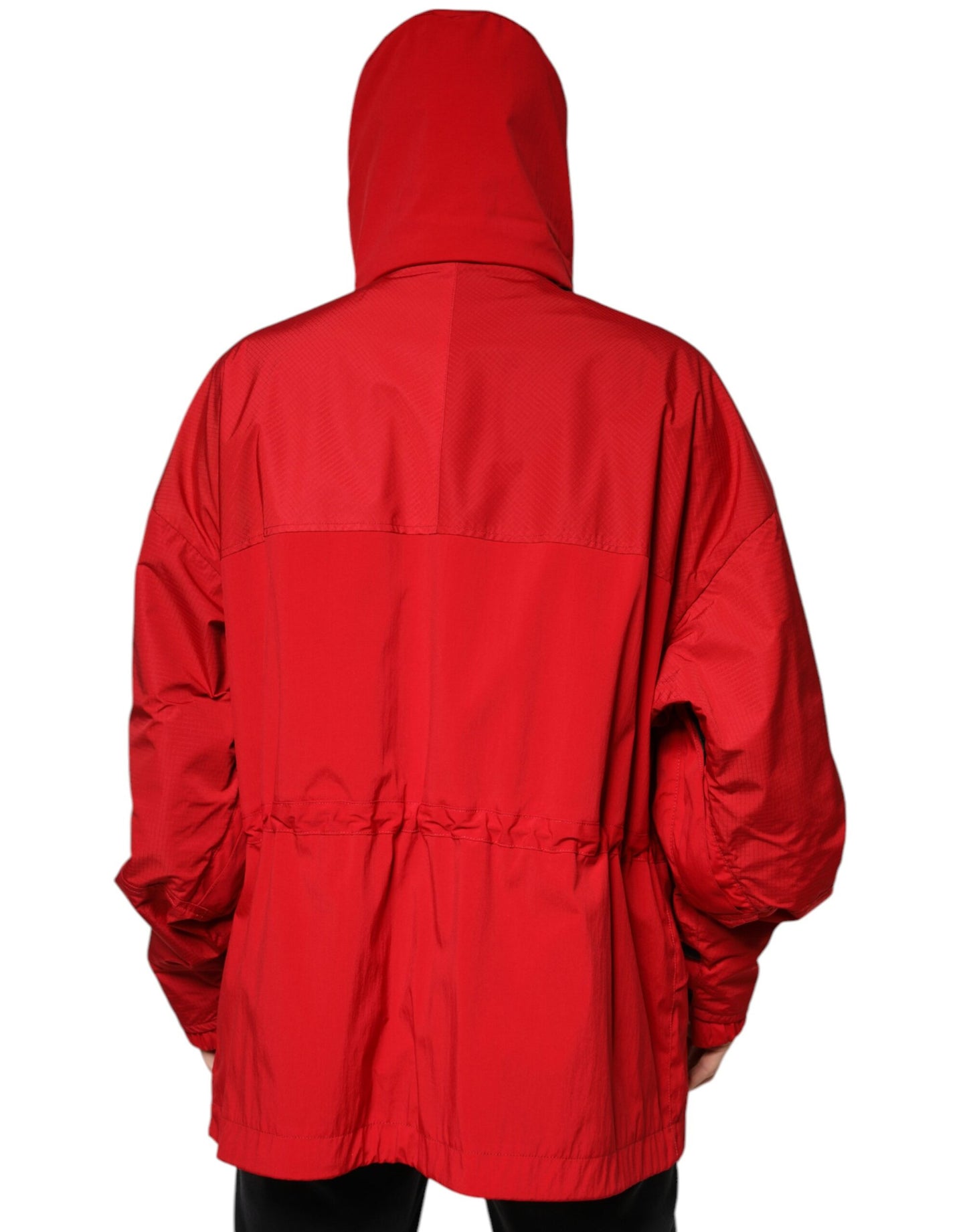 Dolce & Gabbana Red Nylon Hooded Men Full Zip Parka Jacket by Dolce & Gabbana