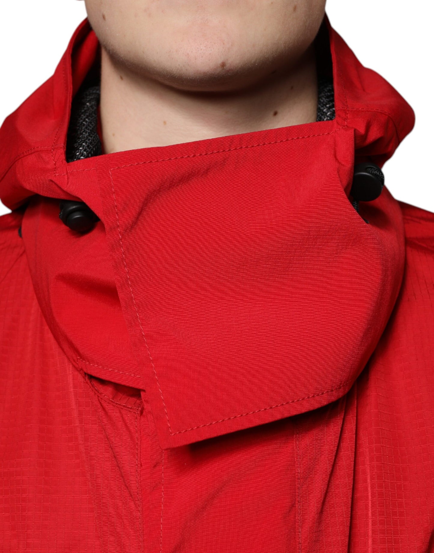 Dolce & Gabbana Red Nylon Hooded Men Full Zip Parka Jacket by Dolce & Gabbana