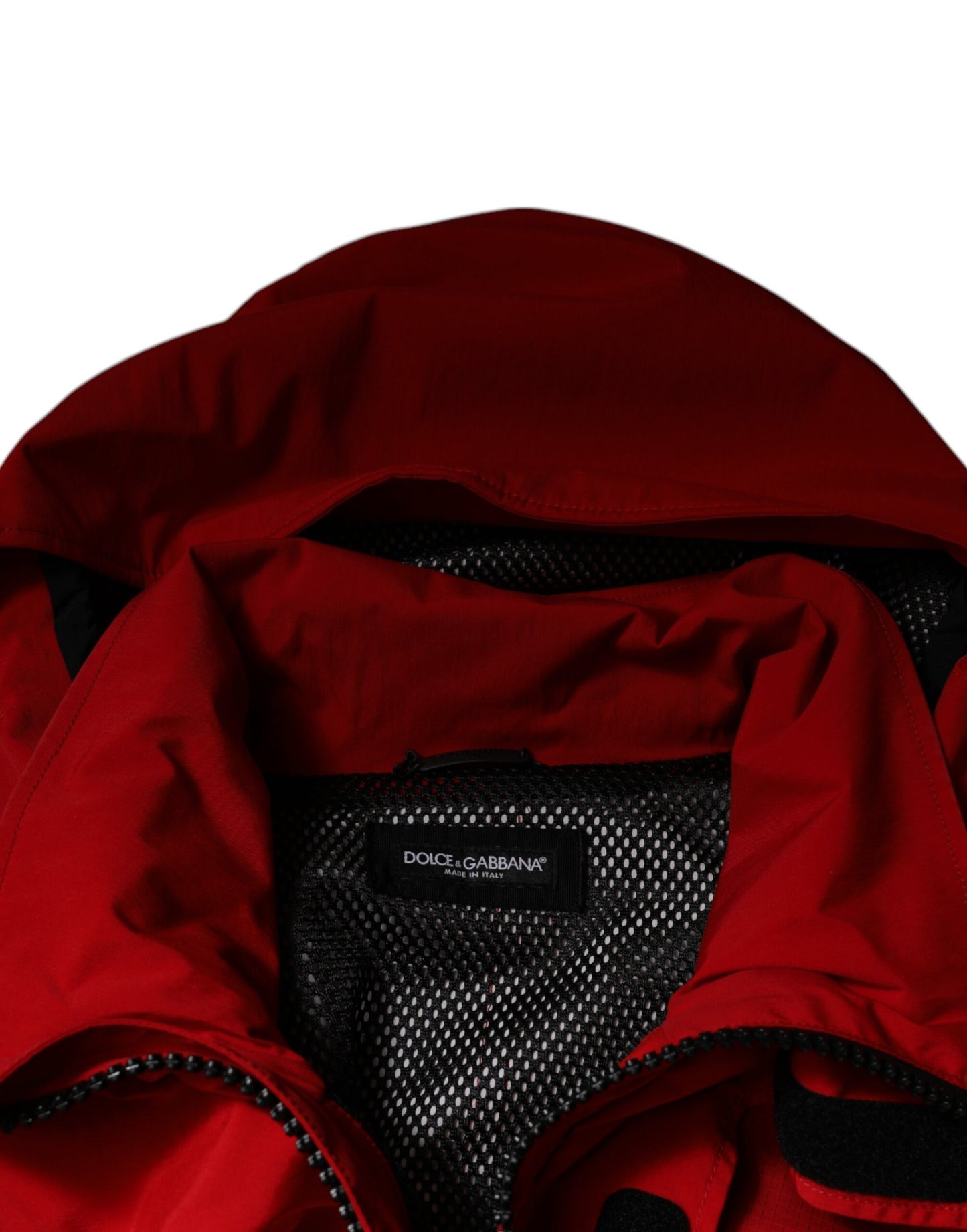 Dolce & Gabbana Red Nylon Hooded Men Full Zip Parka Jacket by Dolce & Gabbana